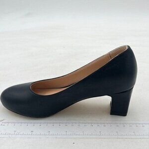 XYD Black Women's Classic Pumps Closed Toe Heels High Chunky Block Work Office